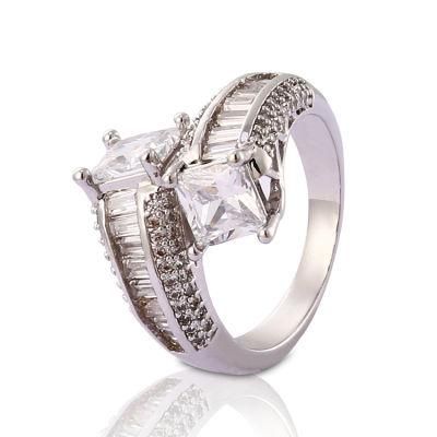 Women Silver Stainless Steel Rhodium Plated Engagement Finger Wedding Rings Fashion Jewelry Design