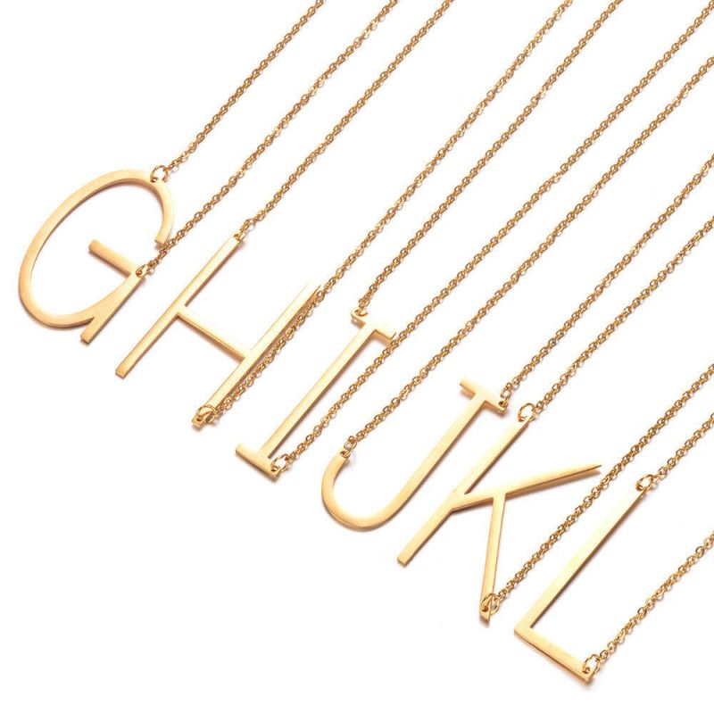 Manufacturer Custom Word Fashion Necklace Jewelry High Quality Non Fade Chain 14K 18K Gold Plated Character Letter Necklace jewellery