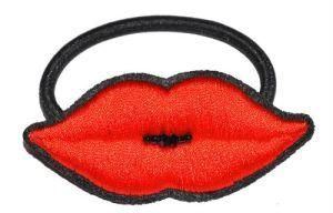 Girl Embroidery Red Lips Ponytail Holder Hair Accessories