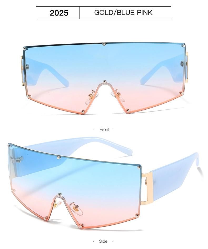 Large Metal Frame Sunglasses, One-Piece Sunglasses, Large Triangle Cat Eyes Catwalk, Street Shooting Sunglasses