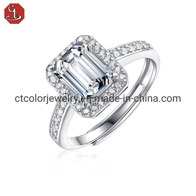 Luxury big Sterling Silver Ring 1ct Moissanite diamond rings for party wedding