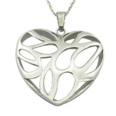 Shinny Polished Hollow out Heart Pendant