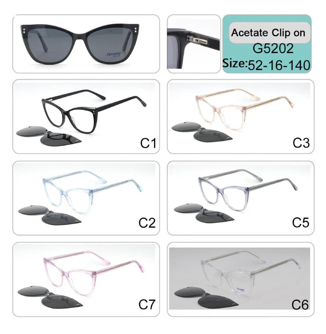 High Quality Clip on Acetate Optical Frame Eyeglasses Sunglass Sun Glass