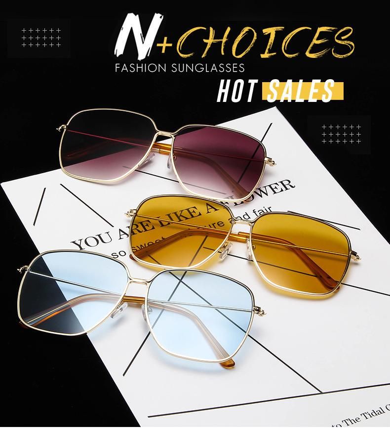 2023 High Quality Fashion Big Frame Metal Women Sunglasses