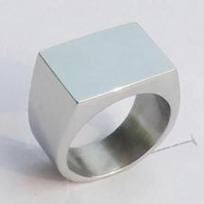 Polished Stainless Steel Band Biker Men&prime;s Signet Ring