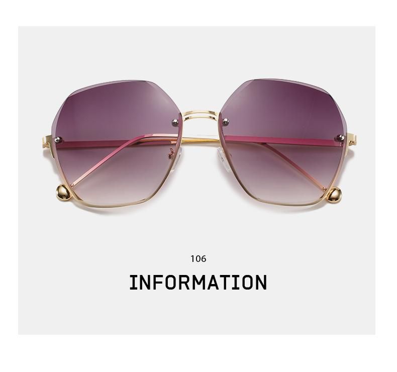 Trendy Sunglasses Frameless Cut Edge Gradient Color Sunglasses Female Polygon Personalized Glasses