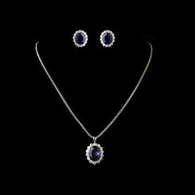 Wedding Pear Cubic Zirconia Necklace and Earring Jewelry Set, Bridesmaid Jewelry Set