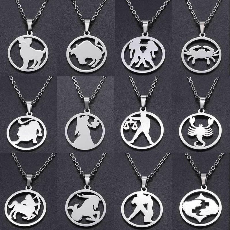 Manufacturer Custom Stainless Steel Fashion Jewelry High Quality 12 Astrological Signs Necklace Chain jewellery Zodiac Necklace Jewelry