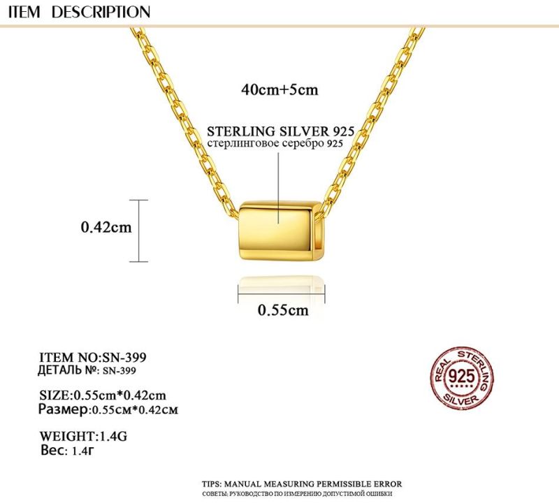 Popular Sliver Pendant Gold Plated Necklace for Women Gift