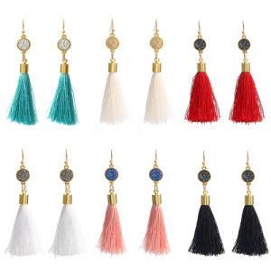 Handmade Long Tassel Drop Earrings Copper Earrings Head for Women