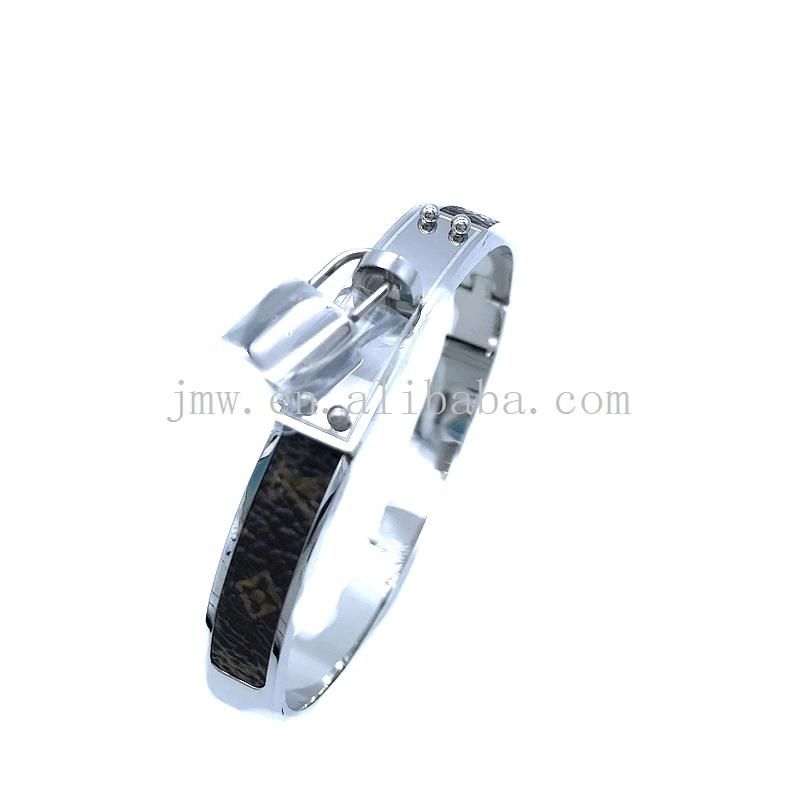 Stylish Simple 316 Stainless Steel Leather Bracelet Trendy Creative Glamour Black Leather Bracelet