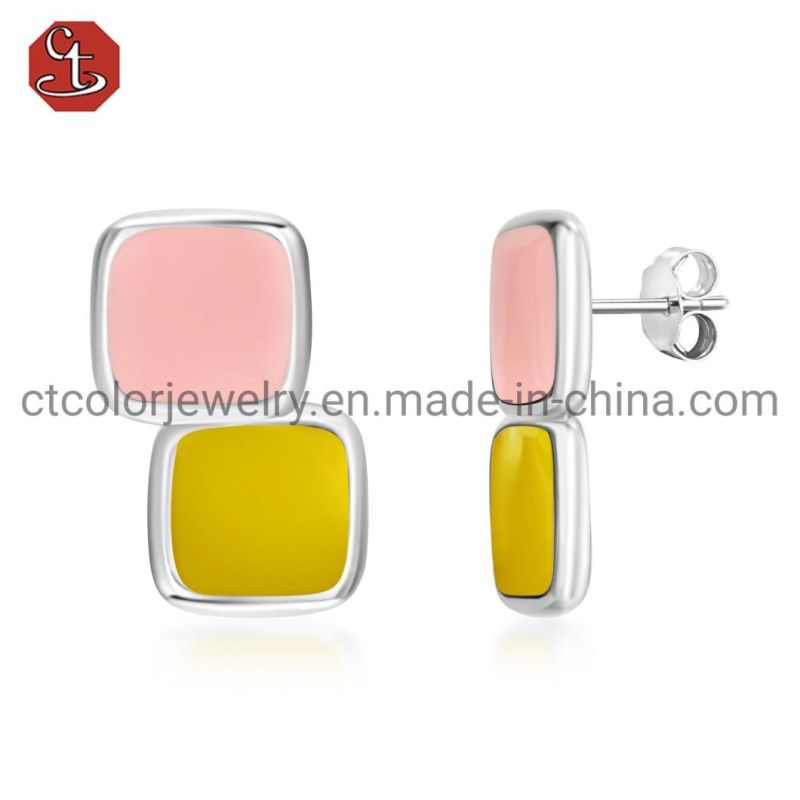 Custom Jewelry Color Enamel Fashion Jewelry 925 Sterling Silver Jewelry Earrings For Women