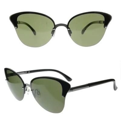 New Developed Cat Eye Half Frame Stainless Steel Metal Sunglasses