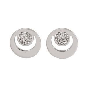 Round Hollow Diamond-Set Gold-Plated Stainless Steel Earrings Stud