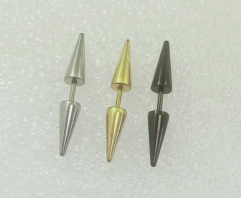 Stainless Steel Double Pointed Cone Stud Earrings Double Pointed Earrings Earrings Body Piercing Jewelry Wholesale Er0008g