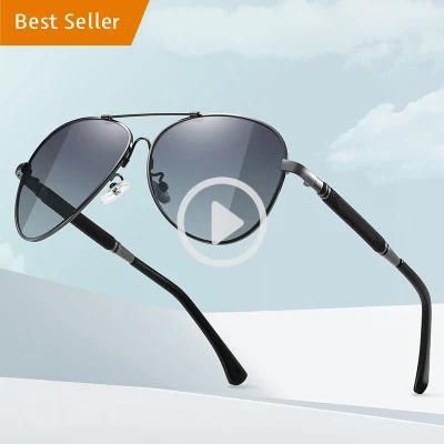 2022 Men Hot Selling Polarized UV400 Lenses Sun Glasses Vintage Driving Night Vision Fashion Luxury Metal Sunglasses