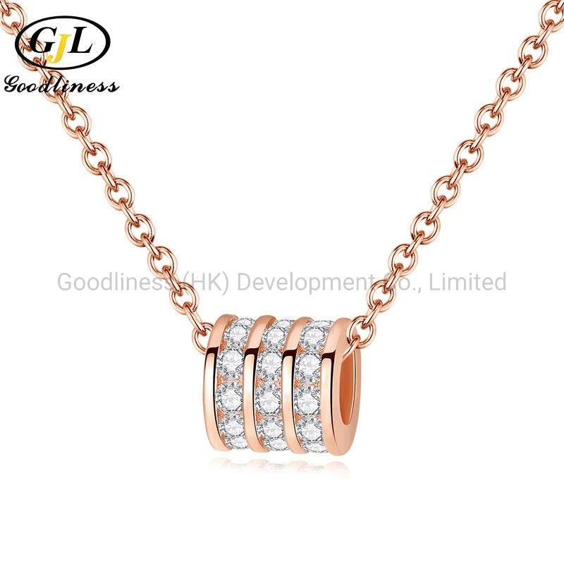 Zircon Three Row Diamond Necklace Pendant Square Drill Clavicle Necklace
