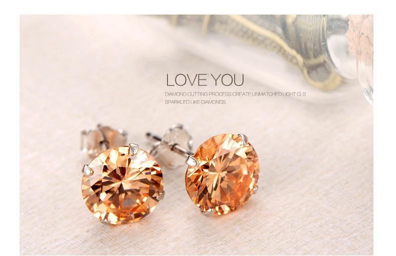 S925 Silver Inlaid Zircon Earring Korean Classic Four-Claw Diamond Earrings