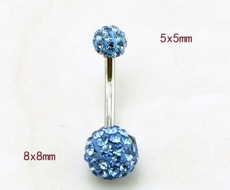 Piercing Jewelry Hot Sale with Diamond Ball Anti-Allergic Belly Button Umbilical Ring Piercing Fashion Navel Ring Jewelry Ssp0891