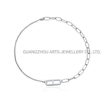 Hot 925 Sterling Silver Geometric Wide Chain Necklace