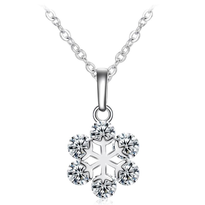 Fashion Simple Zircon Snowflake Pendant Necklace