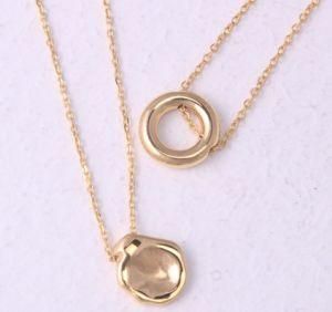 Gold Plated Dainty Circle Pendant Necklace Stainless Steel Necklace Dainty Necklace