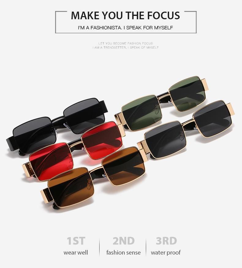 Metal Frame PC Temple Square Retro Metal Sunglasses