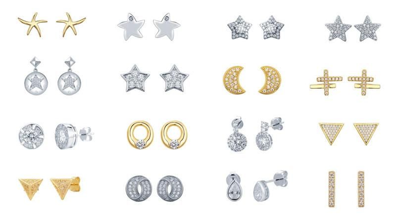 Factory Wholesale 925 Silver or Brass Small Stud Earring Jewelry