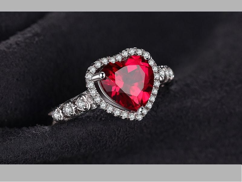 Wholesale 925 Sterling Silver Jewelry Created Gemstone Ruby Ring Jewelry Set