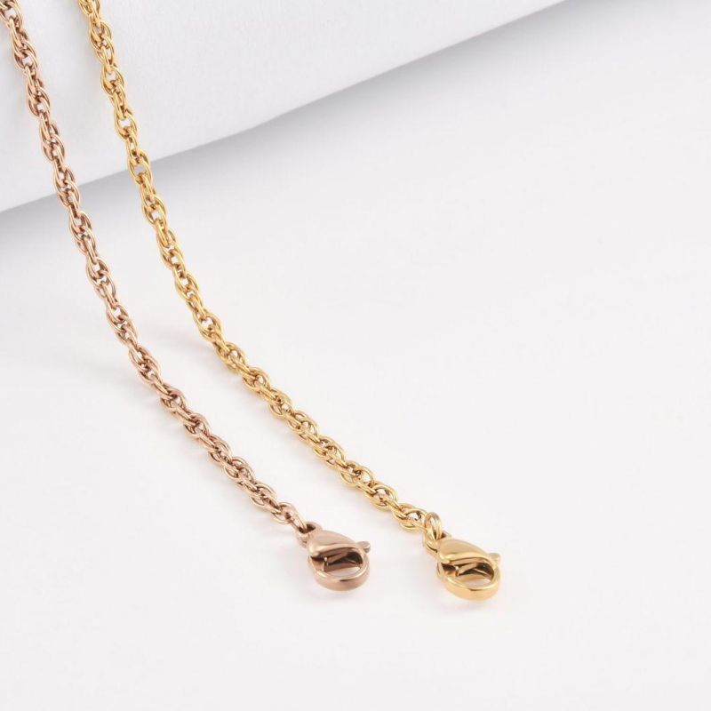 Factory Supplier Rose Gold Plated Stainless Steel Duplicate Cable Chain Bracelet Necklace Jewellery for Jewelry Design