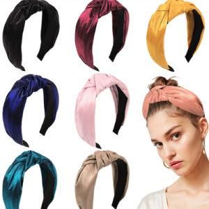 2021 Fashion Shiny Fabric Cross Butterfly Knot Headband for Party Bright Colour Leisure Hair Bands Accessories