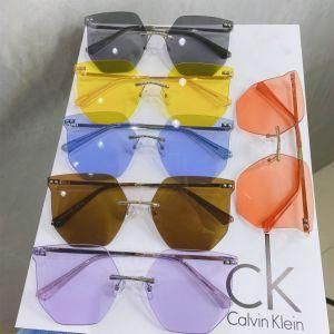 Rimless Color Lens Metal Sunglasses, Brand Fashion Sun Glass