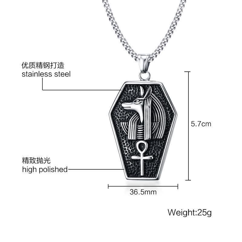 Amazon Trendy Ornaments Anubis Titanium Steel Life Character Pendant Steel Color Pendant