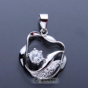 Water Wave Heart &amp; Arrow Diamond Stone Pendant