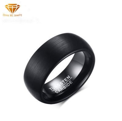 Wholesale Jewelry 8mm Brushed Tungsten Steel Ring Black Trendy Men&prime;s Tungsten Steel Jewelry Tst8251