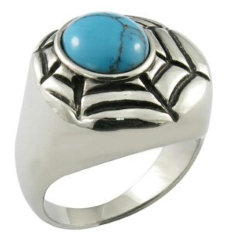 Gem Stone Ring Turquoise Jewelry Steel Ring