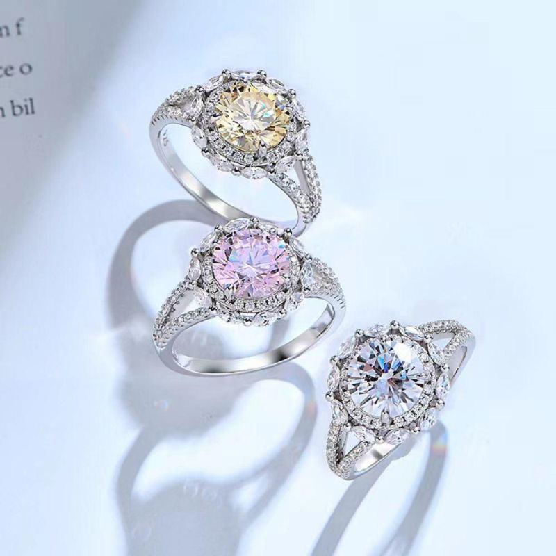 2022 Fashion Accessories High Carbon Diamond 8 mm Ring Wedding Engagement 925 Sterling Silver Ring