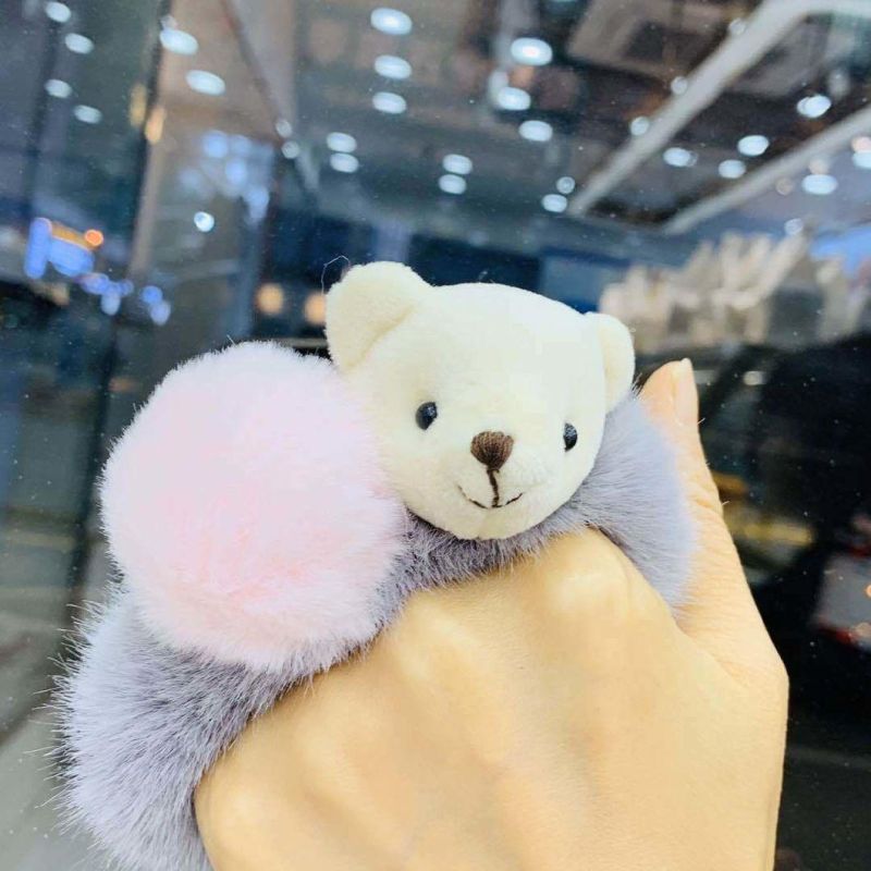 Cute Fur Bear Plush Hair Bands, Simply Hair Ties Ponytail Holders Headband Scrunchies Hair Ties No Crease Damage for Thick Hair