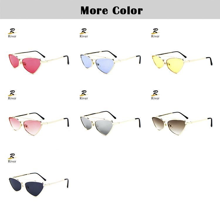 Top Flat Custom Logo Stock Small Metal Frame Women Sunglasses