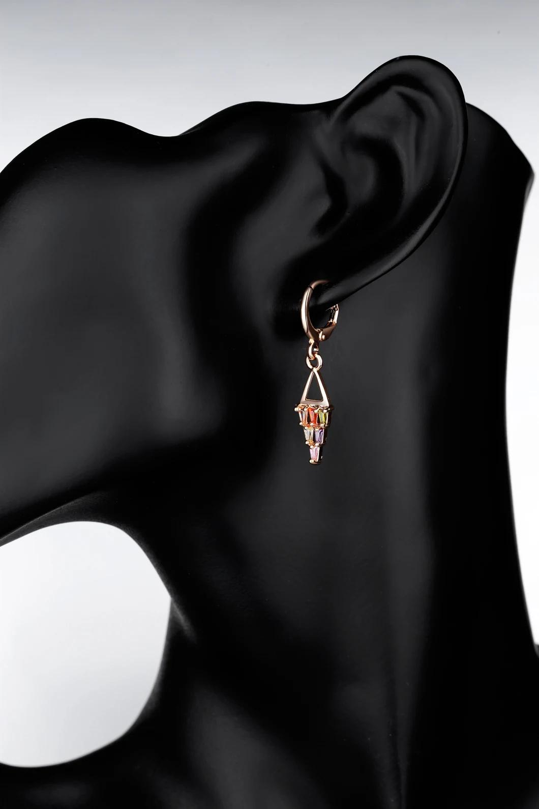 Costume Jewelry Elegant Zirconia Design Gold Color Plated Fashion Earrings