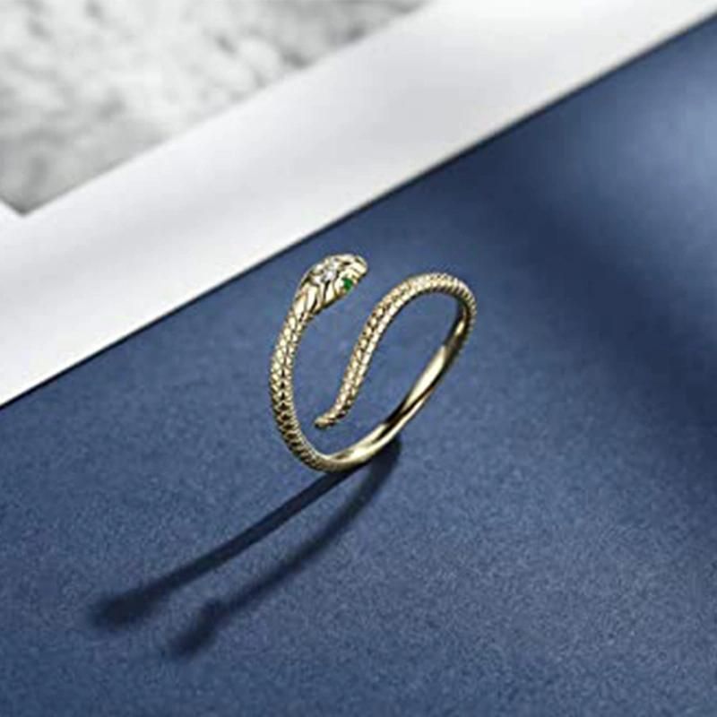 Snake-Shaped Real Plated Zircon Opening Ring