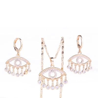 Fashion Jewellry 18K 14K Copper Alloy Gold Plated Lady Jewelry Sets with CZ