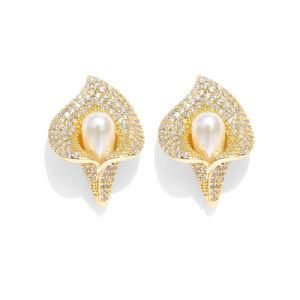 Latest 14K Gold Designs 925 Sterling Silver CZ Round Halo Stud Earrin