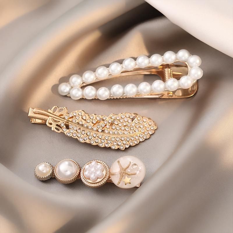 6 Pieces Set Pearl Hair Clip Women Simple Elegant Alloy Hair Pin