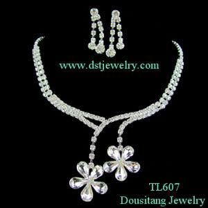 Fashion Wedding Rhinestone Jewelry Sets Silver Plated