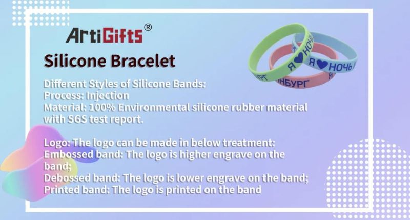 Wholesale Custom Logo Printed Silicone Bracelet No Minimum