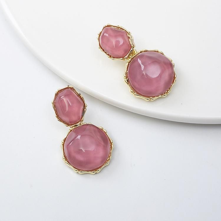 Fashion Jewelry Round French Earrings Vintage Resin Acrylic Irregular Earrings