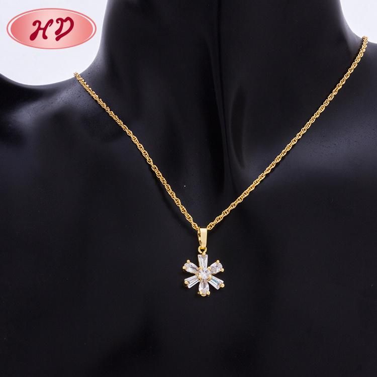 Women Fashion Jewelry 18K Rose Gold Plated Alloy Silver Pendant Chain Necklace with Crystal Pearl Earring Sets