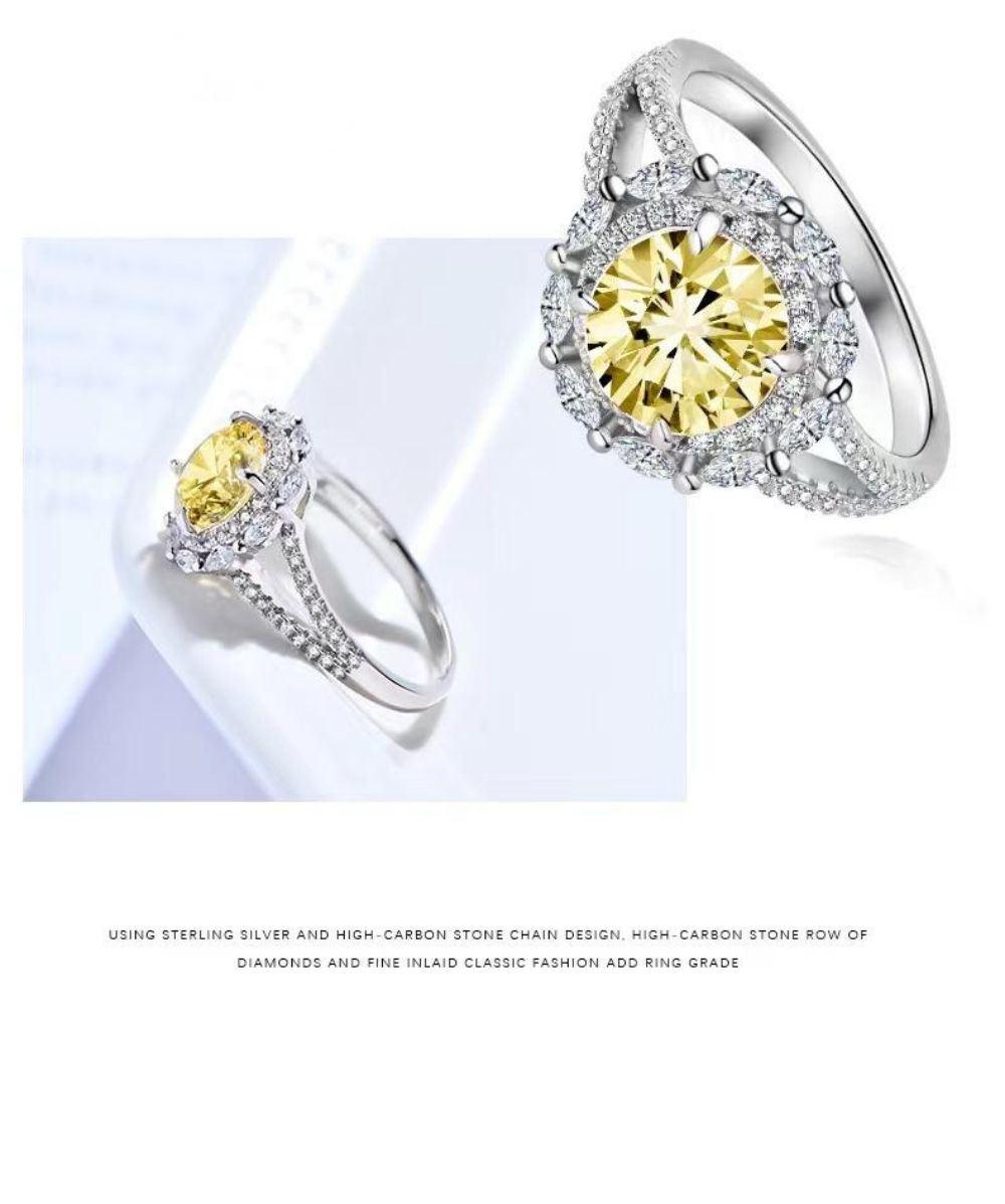 2022 Fashion Accessories High Carbon Diamond 8 mm Ring Wedding Engagement 925 Sterling Silver Ring
