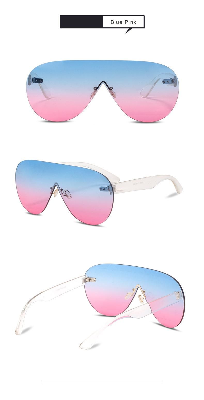 New Fashion Trend Young Ladies Oversized Sunglasses One Piece Lens UV400 Outdoor Travel Sun Glasses